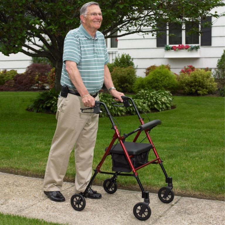 Height Adjustable Aluminium 4Wheeled Walker DSL Mobility